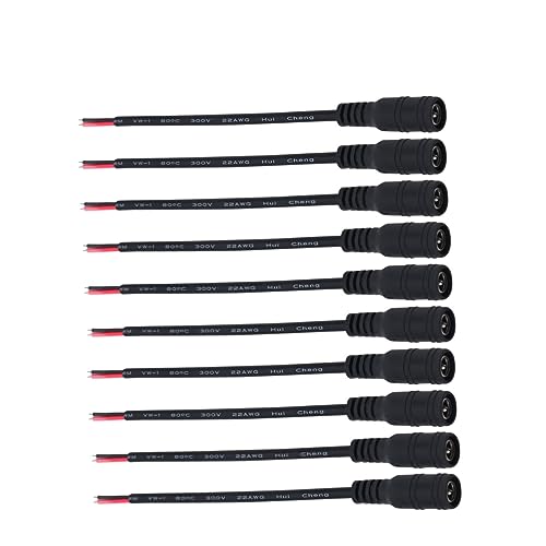 LIFKICH CCTV Camera Power Adapter Connector 12v Dc Female Power Jack 5.5mm x 2.1mm Pigtail Cable Set for Security Cameras