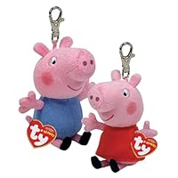 TY Peppa Pig & George Pig Peppa Pig Clips Multipack - Squishy Beanie Baby Soft Plush Toys - Collectible Cuddly Stuffed Teddy Bears