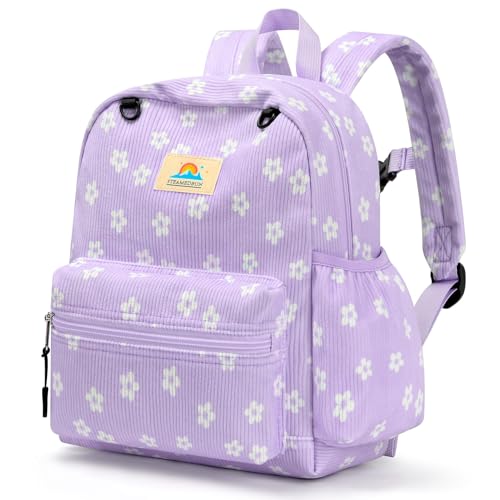 Image of STEAMEDBUN Corduroy Toddler Backpack for Girls 2-4: Kids backpack for Boys Girls - 12 inch Preschool Kindergarten Backpacks - Floral