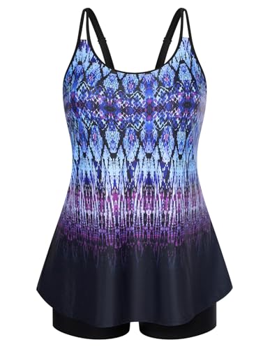 Hanna Nikole Damen Zweiteiliger Badeanzug Bauchweg Tankini A-Linie...