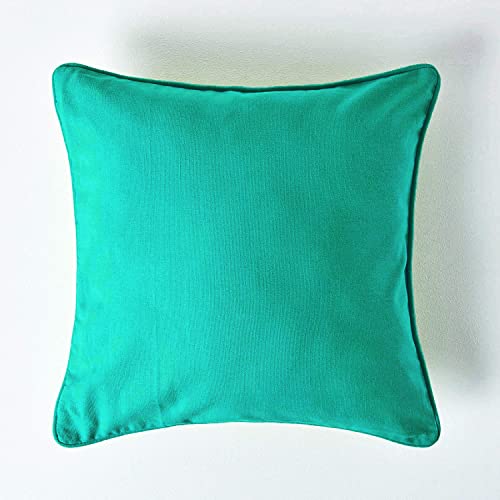 Image of AURAVE Cotton 210 TC Cushion Cover with Concealed Zipper Multi-Usage Sponge Lining, Piped Edges for Soft Living Room Solid Cushion Cases Cover Pack of 1 (12 inchx12 inch Aqua Green)
