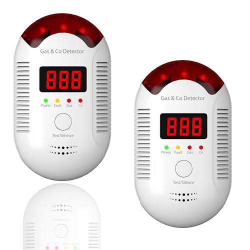 Carbon Monoxide Detectors Plug in, 2-in-1 Natural Gas Leak Detectors&Carbon Monoxide Alarm, Propane, Methane,CO, Explosive Gas Fire Detector Easy to Install
