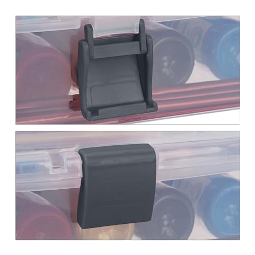 Image of Relaxdays Storage Box 9 Compartments Sorting Box Craft Material Sewing Kit H x W x D: 14.5 x 33 x 19 cm Transparent /Grey