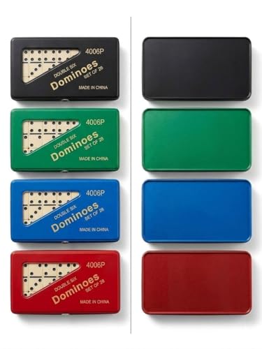 ORCHIDS Double Six Dominoes Set of 28 Classic Domino Tiles with Random Color PVC Carry Case Durable and Portable Travel Game for Adults