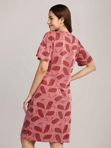 Image of Duchess Cotton Half Sleeve Oversized T-Shirts for Women| Nighty - Loose Fit Tee with Pocket