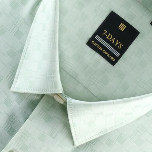 Image of 7-DAYS Premium Men's Formal Shirts - Cotton Rich, Textured Self-Design, Full Sleeve, Regular Fit, Wrinkle Resistant, with Pocket - Perfect for Office