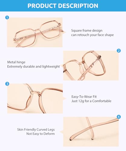 Image of Firmoo Oversized Blue Light Blocking Glasses for Women /Men, Anti UV Ray Computer Gaming Glasses