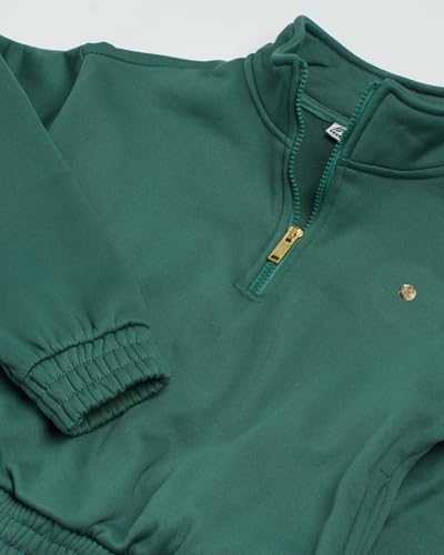 Rbx Girls' Sweatsuit Set - 2 Piece 1/4 Zip Mock Neck Fleece Jacket And Wide Leg Cargo Pants - Tracksuit Set For Girls  thumb #2