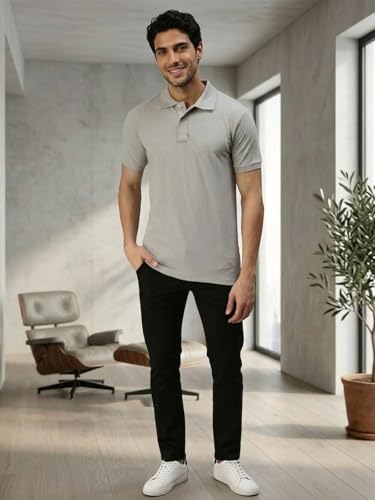 Image of Lux Cozi Men's Cotton Solid Polo Tshirt | Collar Tshirts | Half Sleeves | Stylish & Premium All Day Wear | Pack of 1