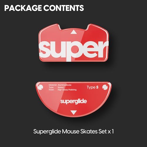 Image of Superglide Glass Mouse Skates - Super Smooth Glide, Polished Round Edge, Super Fast Gaming Mouse Feet with Durable Sole for Razer Viper V3 Pro (Type-S, Red)