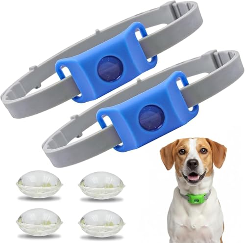 Collier anti puce et tique pour chien bleu avec 4 capsules