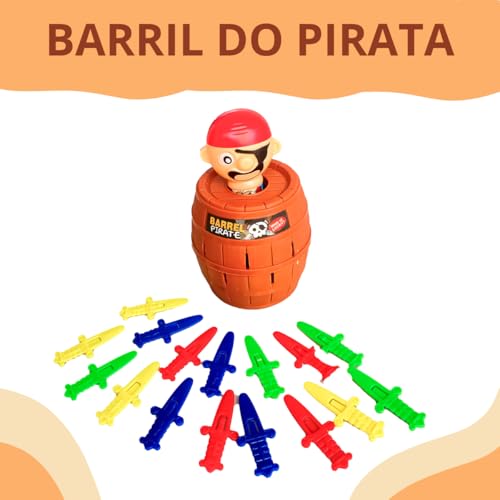 Barril do Pirata Brinquedo Infantil com Pirata que Pula Educativo Divertido Jogo de Mesa Menino e Me