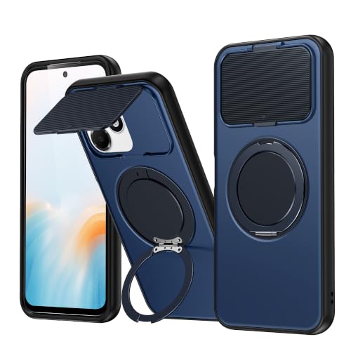 Image of SPAZY CASE Oppo A6c Back Cover|Premium Magnetic Ring Stand Case with Camera Protection Slider|360 Rotating Kickstand|Slim & Strong Grip Phone Case for Oppo A6c-Blue