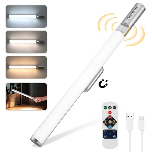 EverBrite Unterbauleuchte mit Bewegungsmelder und Fernbedienung, Unterschrank Beleuchtung mit 2600mAh Akku, 3 Farbtemperatur 3 Modi Unterschrank Beleuchtung für Küche, Schrank, Treppen