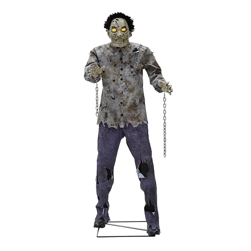 Haunted Hill Farm Motion-Activated 6-Ft. Tall Guard Zombie, Plug-...