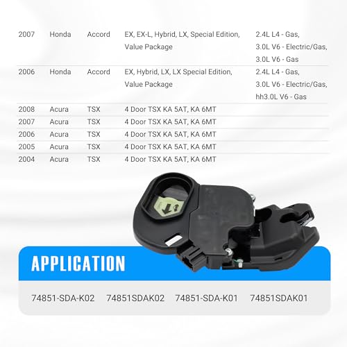 Image of NOVAPARTS Trunk Latch Power Lid Lock Actuator 74851-SDA-K02 for 2006-2007 Honda Accord 2004-2008 Acura TSX 74851SDAK02