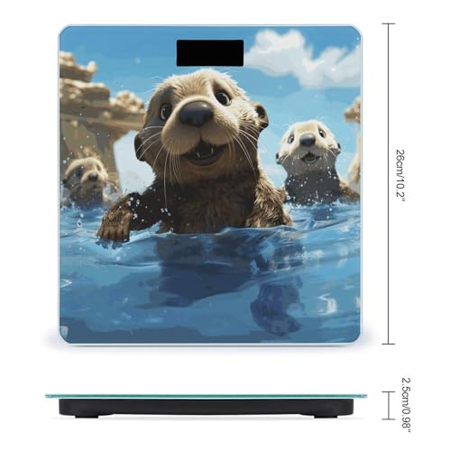 Báscula digital de baño con impresión de nutria marina miniatura 2