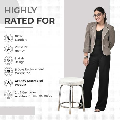 Image of GOYALSON Durable Doctor Medical Stool for Office Home with Comfortable Cushion seat (White, 2)