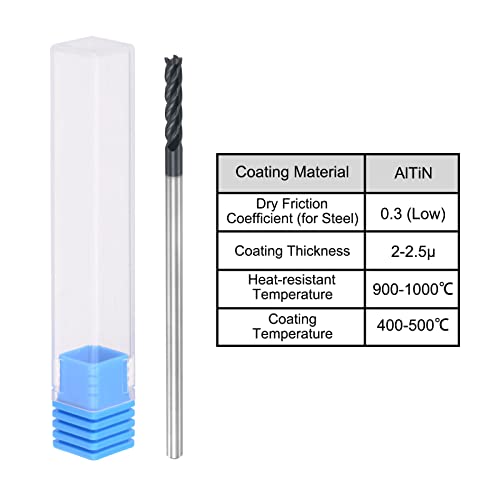 Image of uxcell Square Nose End Mill, 4mm Tip Dia Solid Carbide AlTiN Coated CNC Router Bits 4 Flute Spiral Milling Cutter HRC45 with 4mm Shank 100mm (4-inch) Length