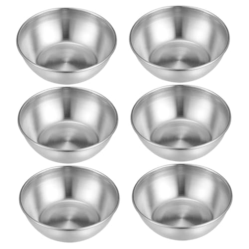 EXQUIMEUBLE 6個 ステンレス製小鉢 和風デザインで安定構造 醤油や調味料用ディップソース皿 家 飲食店対応の多用途ミニソースボウル