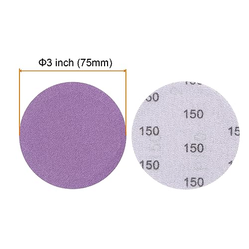 uxcell 40pcs 150 Grit Purple Sanding Discs 3 Inch Hook and Loop Aluminum Oxide Orbital Sanding Pads Paper Wet Dry Polish for Metal Woodworking Drywall - Image 2