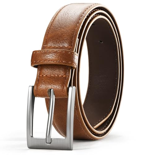 VONMELLI Boys Belt Leather Kids Brown Belt for Dress Jeans Formal and Casual Pants School Uniform Belts L