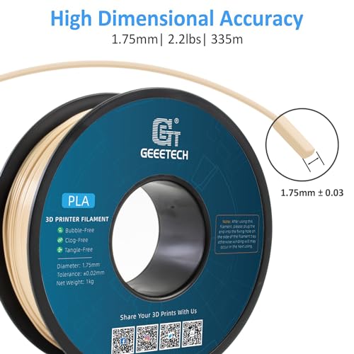 Image of Geeetech PLA Filament 1.75mm Bone White 3D Printer Filament 1kg(2.2lbs), Neatly Wound Bone PLA Filament, Dimensional Accuracy + /- 0.02 mm, Fit Most FDM 3D Printers