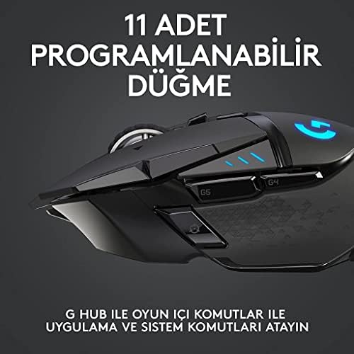 Logitech G502 Lightspeed Wireless Gaming Mouse, Hero 16K Sensor, 16,000 DPI, RGB, Adjustable Weights, 11 Programmable Buttons, Long Battery Life, On-Board Memory, PC/Mac - Black