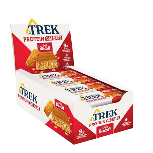 TREK High Protein Flapjack Biscoff - Gluten Free - Plant Based - Vegan Snack - 50 g x 16 Bars