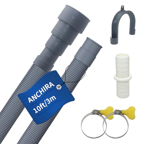 Anchira Tuyau Vidange Machine a Laver 3m, Rallonge Tuyau de Vidange Lave Vaisselle, Rallonge Tuyau Vidange Lave Linge, Tuyau D'évacuation Lave Vaisselle avec...