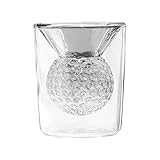 Golfball-Glas – Doppelwandige transparente Tassen, hitzebeständige Golfstange, innovative Golfer , kompakte Schussbecher für Whisky, Thrin