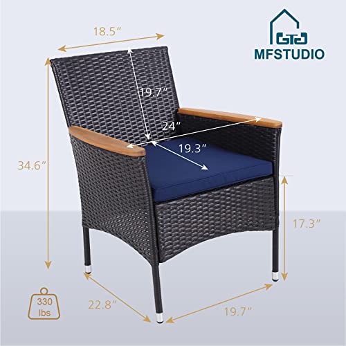 Image of MFSTUDIO Outdoor Wicker Chairs Set of 4, Patio Rattan Dining Chair Set of 4 with Cushions, Wide Outdoor Dining Chairs for Outside Table, Porch