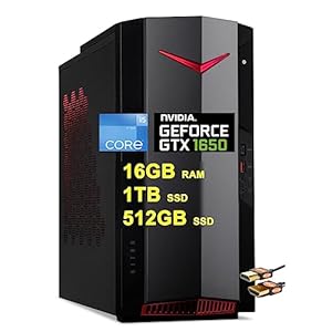 Acer Nitro 50 Gaming Desktop Computer 12th Gen Intel 6-Core i5-12400F Processor (>i7-10700F) 16GB DDR4 1TB + 512GB SSD Nvidia GeForce GTX 1650 4GB Graphic USB-C DVI Win11 Black + HDMI Cable