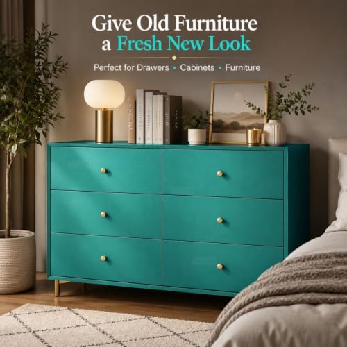 Image of HOME13 Matte Wallpaper Green Cool Teal Peel and Stick Wallpaper Self Adhesive Wallpaper Removable Decorative Vinyl Waterproof Sticker for Cabinets /Countertop (20x50 Inch)