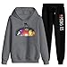 New Game Among Us Hoodies Unisex Sweatsuit Set Erwachsene Lose Jogger Sportwear Casual Outfits Gr. Frau-XL/Herren-L, Grau / Schwarz