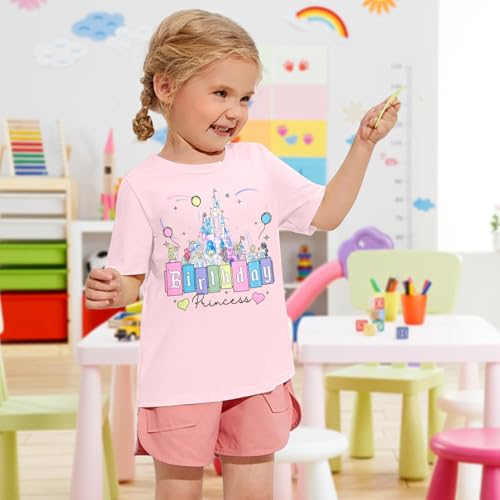 Birthday Girl Shirt Kids Magical Castle Tshirt Birthday Princess T-Shirt Toddler Girls Party Gifts Tee Family Vacation Tops3