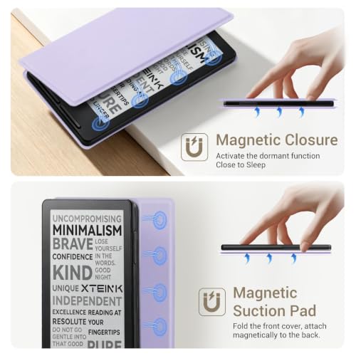 Image of CoBak Magnetic Case for XTEINK X3 eBook Reader, 3.7 inch Ultra-Lightweight PU Leather Cover(Lilac Purple)