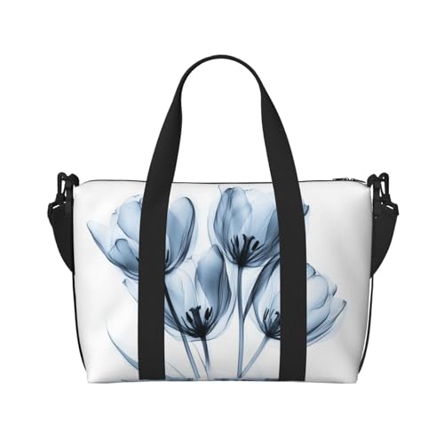 X-ray art tulip blossoms print Travel Duffel Bag, Sports Tote Gym Bag, Swim Pool Bag Large Shoulder Tote Bag for Beach Weekender2