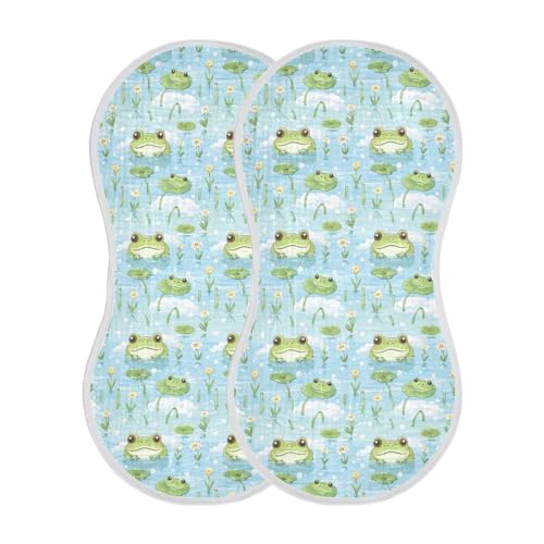 4Pcs Cute Frog Burp Cloth,Unisex Large Absorbent Soft Cotton Muslin Burping Cloths for Newborn Boys Girls,11x22in,A1132462