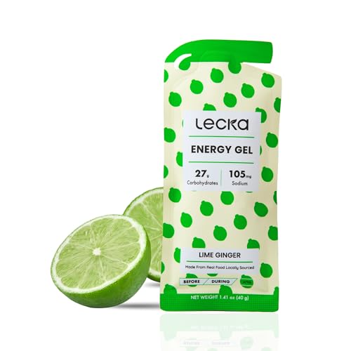 Image of Lecka Energy Gel Lime Ginger - 27g Carbs, 105mg Sodium - Real Fruit, Gut-Soothing Ginger, No Maltodextrin, Vegan, Gluten-Free (24 Pack)