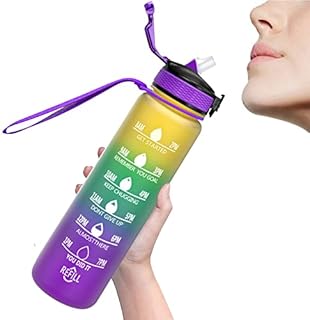 SAKERIN 1 Litre Water Bottle with Straw,Leak-proof Water Bottle with Time Marker & Safety Lock,BPA Free Gym Water Bottles Perfect for Fitness Gym Camping Cycling