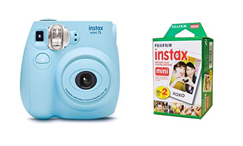 Fujifilm Instax Mini 7s Light Blue Instant Film Camera with Film Twin Pack White (Renewed)