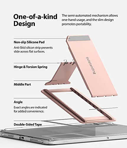 Image of Ringke Outstanding Multi-Angle Adhesive, Spring-Action with Non-Slip Pad Stand for Tablets, E-Readers and Phones - Peach Pink