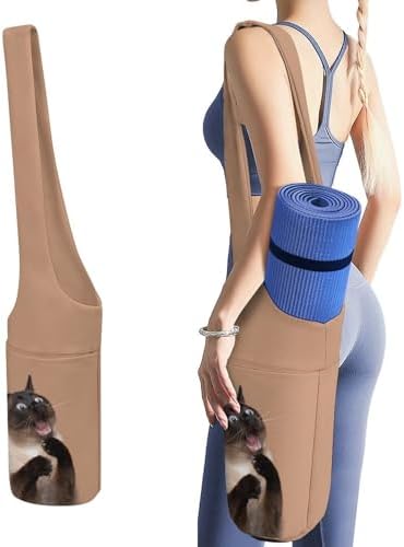 Yoga Mat Bag, Yoga Mat Bags for Women, Funny Siamese Cat Print Yoga Mat Holder Bag Carrier Large with Pockets Yoga Accessories Yoga Gifts for Women And Yoga Lover