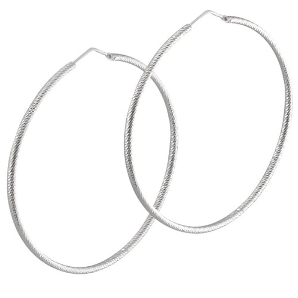 Vinani CDP - Pendientes Creole, grande, diamante corte facetado, Plata de Ley 925