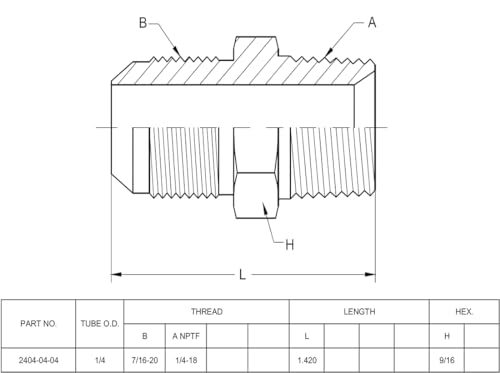 Image of (4-PACK) 2404-04-04 Hydraulic Hose Adapter Fitting 1 /4 inch Male JIC 37 Flare (7 /16 inch-20UNF) x 1 /4 inch Male (1 /4 inch-18NPTF) SAE Straight Pipe Joints Tube Connector Carbon Steel