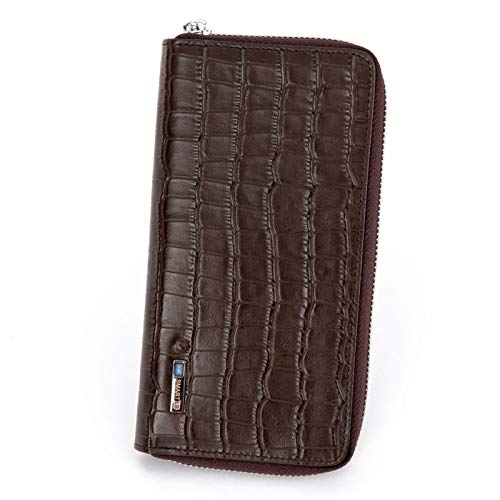Preisvergleich Produktbild Serious Lamp Lange Smart Wallet Aufbewahrungs Tasche Herrenhandtasche Luxus Leder Geldbörse Herren Business Clutch Bag Zipper Wallet,Braun