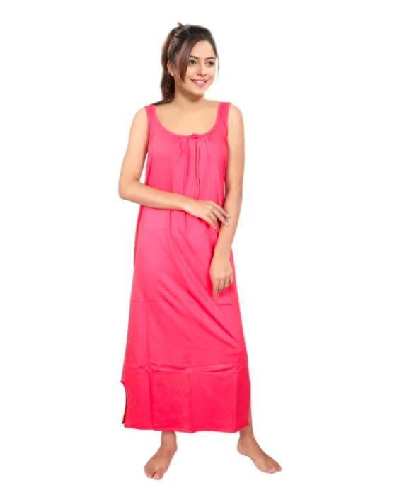 Image of Women's Sleeveless Maxi Night Dress, Spaghetti Strap Nighty, Comfortable Sleepwear Pack of 2