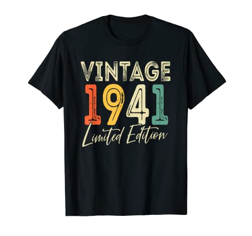 Regalos de 81 Años de Edad 81 Cumpleaños Vintage 1941 Edición Limitada Camiseta