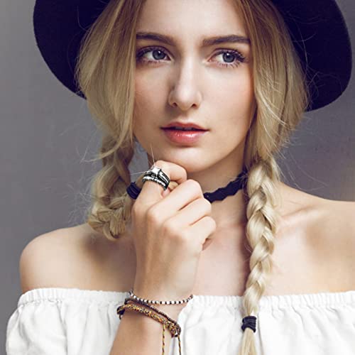 2pcs Women Engagement Ring Set Cubic Zirconia Bridal Wedding Band Square Cut Simulated Diamond Ring (Black, 6)2